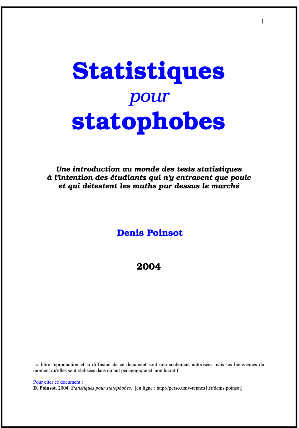 Statistiques pour statophobes cover